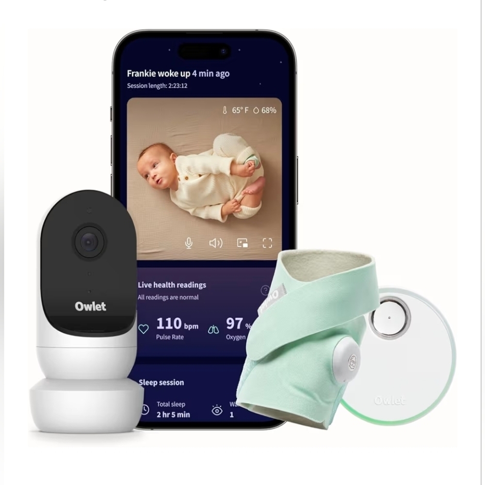 Owlet Dream Duo (Gen 2) Smart Monitor Bundle, Monitor+HDCamera+Socks, 5-30lbs